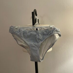 J. Crew Light Blue & White Striped Bikini Bottoms